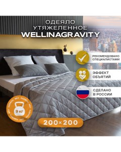 Утяжеленное сенсорное одеяло 200х200 серый 9кг WGS 20 Wellinagravity