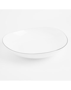 Тарелка суповая 21x4 см фарфор F белая Bend silver Kuchenland