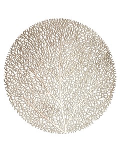 Салфетка под приборы 38 см ПВx круглая золотистая Дерево Azhur Grid Kuchenland