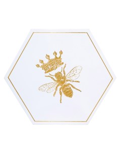 Подставка под горячее 20 см керамика пробка шестиугольная белая Королевская пчела Honey Kuchenland