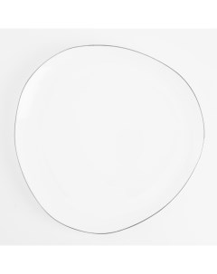 Тарелка закусочная 21 см фарфор F белая Bend silver Kuchenland