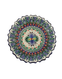 Тарелка плоская рифленая Риштанская Керамика 15см Шафран