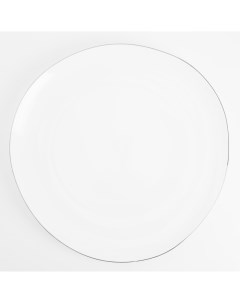 Тарелка обеденная 29 см фарфор F белая Bend silver Kuchenland