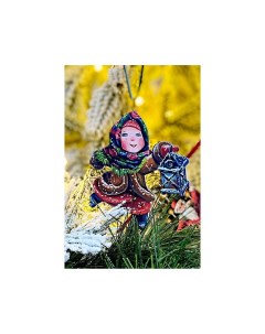 Елочная игрушка Девочка с фонариком Зимние Каникулы 10 см дерево подвеска Манузинъ