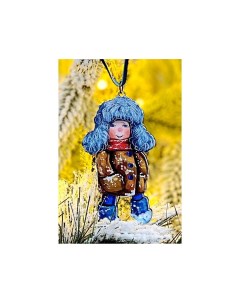 Елочная игрушка Мальчик в меховой шапке Зимние Каникулы 10 см подвеска Манузинъ