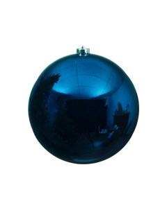 Пластиковый шар глянцевый цвет синий бархат 140 мм Winter deco