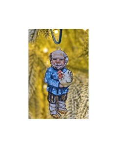 Елочная игрушка Дедушка Сказка о Курочке Рябе 10 см дерево подвеска Манузинъ