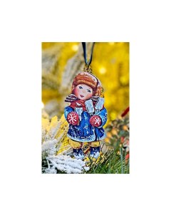 Елочная игрушка Девочка с эскимо Зимние Каникулы 10 см дерево подвеска Манузинъ