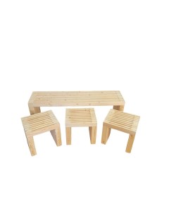 Комплект мебели ТП 052 скамейка 3 табурета хвоя 150х38х50 см Nobrand