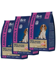 Сухой корм для собак маленьких пород Premium с курицей 3 шт по 3 кг Brit*