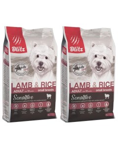 Сухой корм для собак Sensitive для малых пород ягненок рис 2 шт по 2 кг Blitz