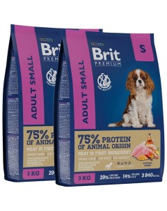 Сухой корм для собак PREMIUM DOG ADULT SMALL с курицей 2шт по 3кг Brit*