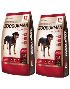 Сухой корм для собак для средних и крупных пород индейка 2 шт по 12 кг Зоогурман