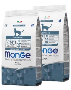 Сухой корм для кошек Speciality для кастрированных форель 2 шт по 1 5 кг Monge