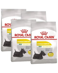 Сухой корм для собак MINI DERMACOMFORT при аллергии 4шт по 3кг Royal canin