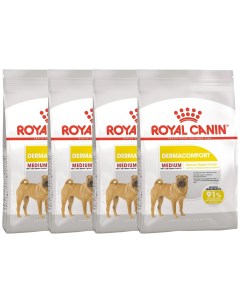 Сухой корм для собак MEDIUM DERMACOMFORT при аллергии 4шт по 3кг Royal canin