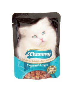 Влажный корм для кошек с курицей в соусе 24шт по 85г Chammy