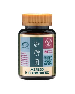 Железо в комплекс бад для повышения ферритина и гемоглобина 60 капсул Clampharm