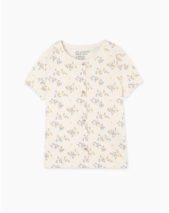 Молочная футболка Fitted в рубчик с цветочным принтом Gloria jeans