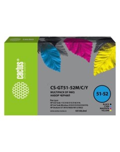 Чернила CS GT51 52M C Y многоцветный набор 4x100мл для DeskJet GT 5810 5820 5812 5822 Cactus