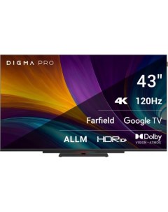 Телевизор LED Pro 43 UHD 43C Google TV Frameless черный черный 4K Ultra HD 120Hz HSR DVB T DVB T2 DV Digma