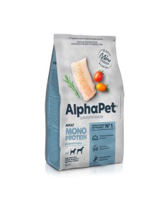 Adult Monoprotein Сухой корм для собак средних и крупных пород белая рыба 12 кг Alphapet