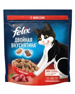 Двойная Вкуснятина сухой корм для взрослых кошек для взрослых кошек с мясом 600 г Felix
