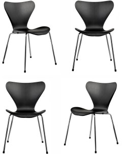Комплект из 4 х стульев Seven Style черный с хромированными ножками FR 0425K Bradex home
