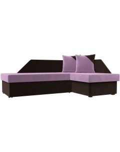 Угловой диван Андора правый угол Микровельвет Коричневый Фиолетовый 119731 Лига диванов