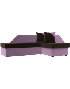 Угловой диван Андора правый угол Микровельвет Коричневый Фиолетовый 119730 Лига диванов