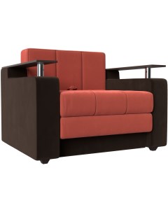 Кресло кровать Мираж Микровельвет Коричневый Красный 120456 Лига диванов