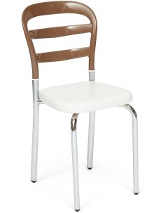 Обеденный стул Izmir Mod 10 Металл Пластик Экокожа Белый Коричневый 13316 Tetchair