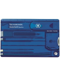 Мультитул Swiss Card Quattro синий прозрачный 13 опций Victorinox