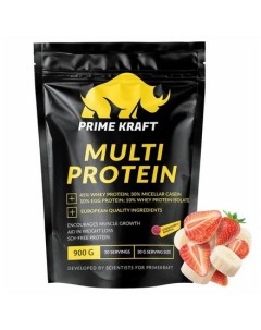 Протеин Multi Protein многокомпонентный со вкусом Клубника банан 900 г Prime kraft