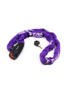 Замок велосипедный цепь с ключами 6x1200мм в тканевой оплетке пурпурный Trix