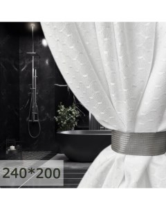 Штора для ванной тканевая 240х200 белая Graceful curtain