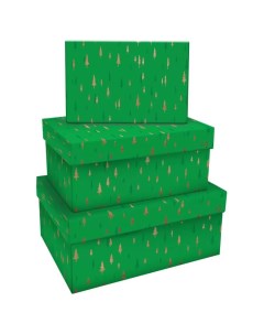 Набор прямоугольныx коробок 3в1 Christmas trees 19x12x7 5 15x10x5см Meshu