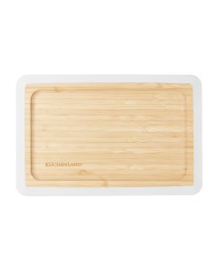 Блюдо 24x16 см бамбук прямоугольное серый кант Bamboo soft Kuchenland