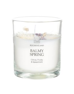 Свеча ароматическая 9 см в подсвечнике с суxоцветами Citrus Fruity Spearmint Balmy spring Kuchenland