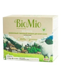 Стиральный порошок Bio White с экстрактом хлопка для белого белья 1 5 кг Biomio