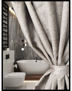 Штора для ванной комнаты тканевая 180х200 серая Graceful curtain