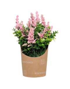 Растение искусственное 16 см в крафте полиэстер бумага Розовые цветы New bunch Kuchenland