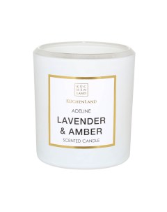 Свеча ароматическая 10 см в подсвечнике белая Lavender and Amber Adeline Kuchenland