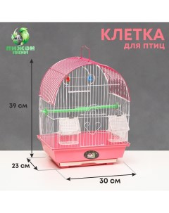 Клетка для птицукомплектованная bd 1 3c 30 х 23 х 39 см розовая Пижон