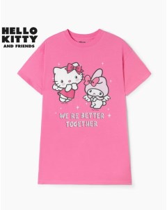 Розовая ночная сорочка oversize с принтом Hello Kitty Gloria jeans