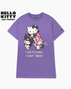 Фиолетовая ночная сорочка oversize с принтом Hello Kitty Gloria jeans