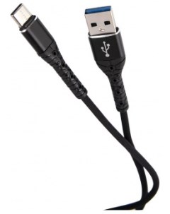Кабель интерфейсный УТ000024536 USB Type C 3А 1м тканевая оплетка черный Mobility