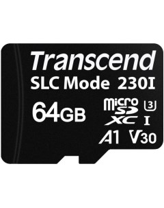 Промышленная карта памяти MicroSDXC 64Gb TS64GUSD230I 230I UHS I V30 U3 A1 100 70MB s без адаптера Transcend