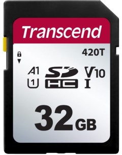 Промышленная карта памяти SDHC 32Gb TS32GSDC420T 420T Class 10 U1 A1 95 25MB s IOPS 3000 800 80TBW Transcend