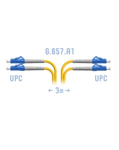 Кабель патч корд волоконно оптический PC LC UPC DPX A 3m прямой LC UPC LC UPC SM G 657 A1 Duplex 3 м Snr